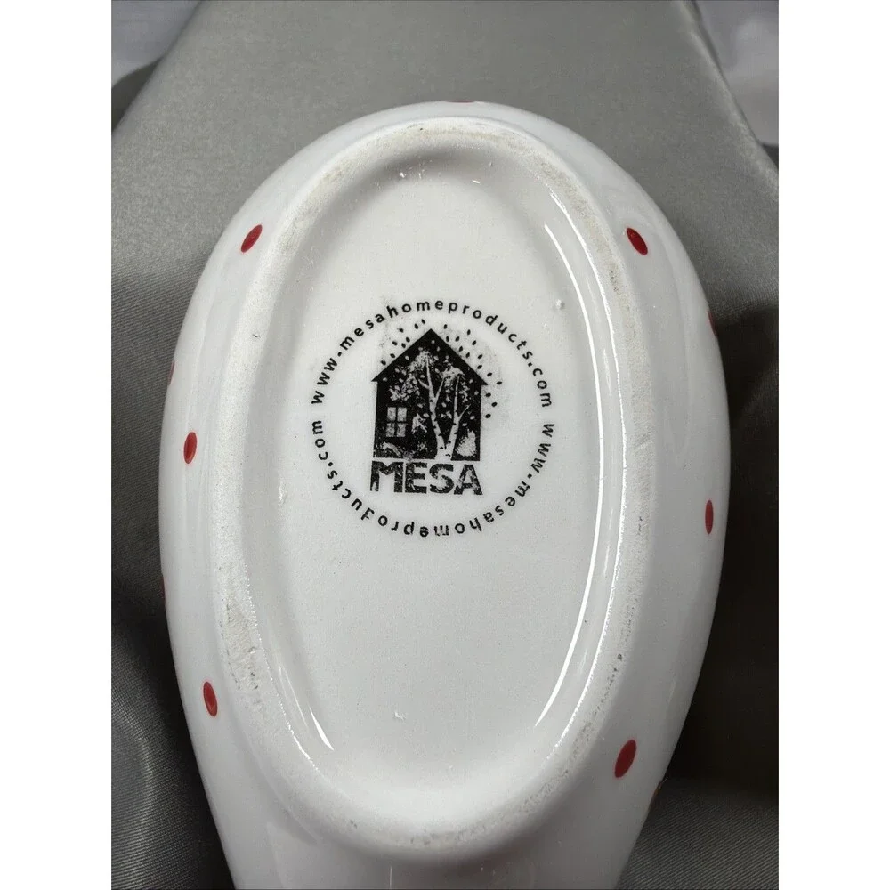 Spectrum Designz Penguin Spoon Rest Holiday Red White Polka Dot Ceramic IceSkate